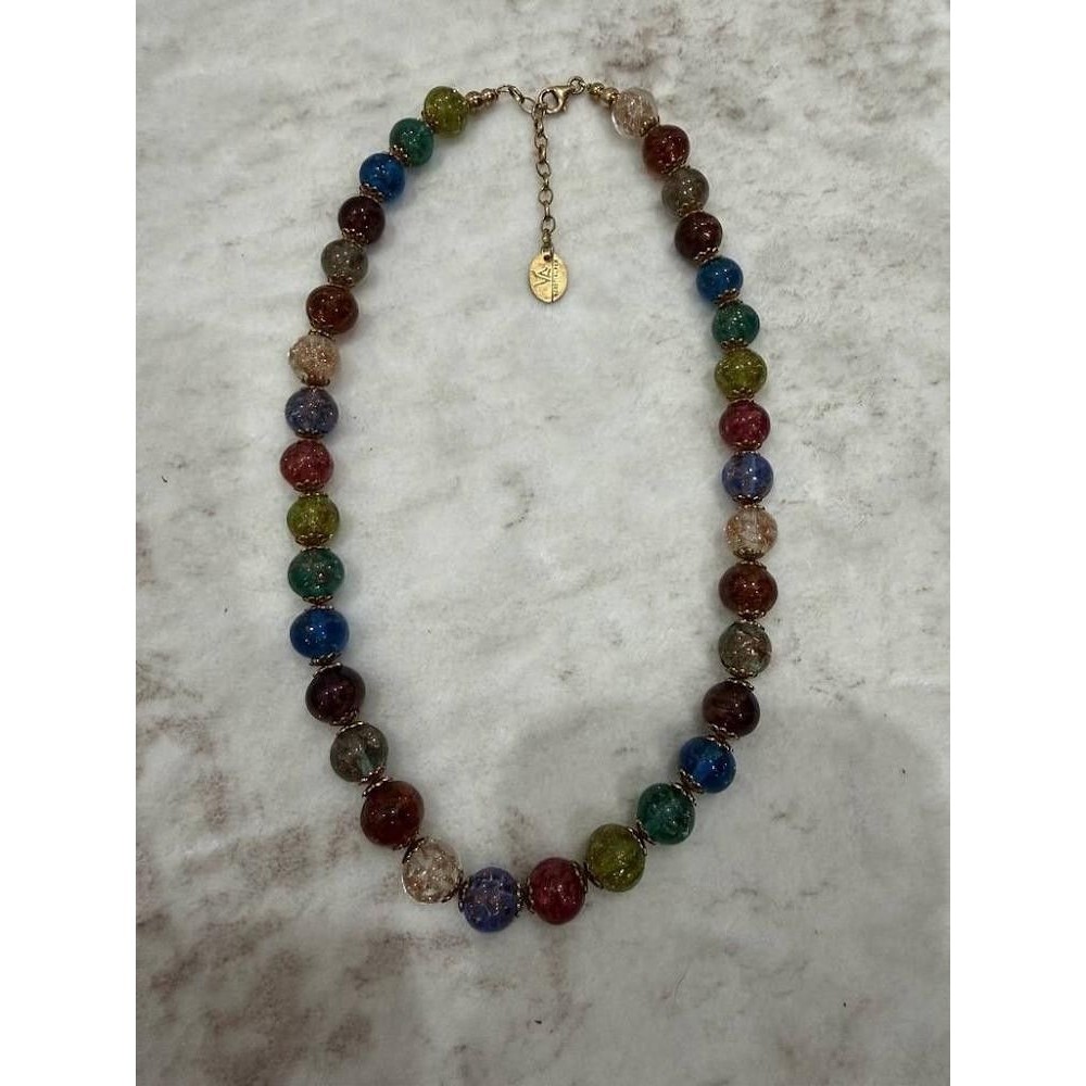 Venetiaurum Italy Murano Glass Gold Vermeil 18"-21" Necklace